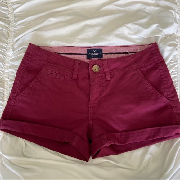 American Eagle Maroon Stretch Shorts - Picture 2 of 7